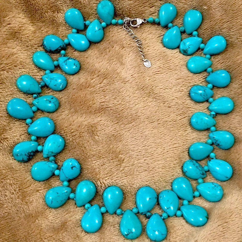 VINTAGE LUC Turquoise Bidirectional Sterling Silver Necklace - Picture 9 of 14